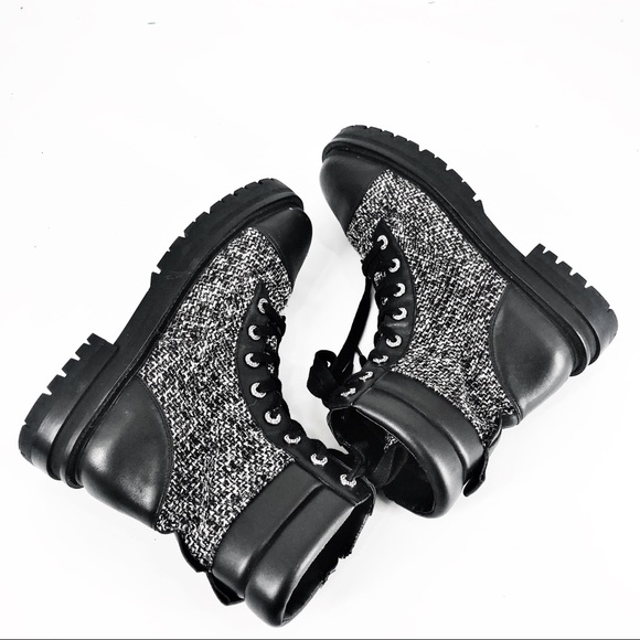 Kurt Geiger Tweed Shore Cap Toe Combat Boots Sz 40.5/10.5 - Picture 5 of 6
